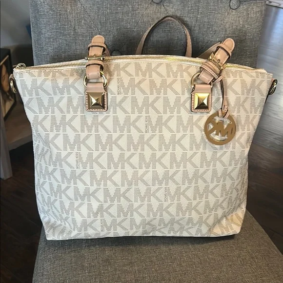 Michael Kors Beige Monogram Tote - Picture 1 of 7